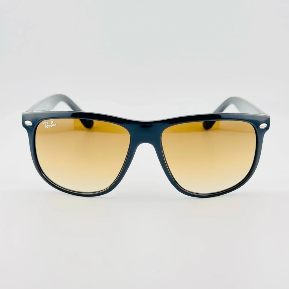 Ray-Ban Boyfriend Sunglasses RB4147 Polished Black On Brown Square Gradient lens